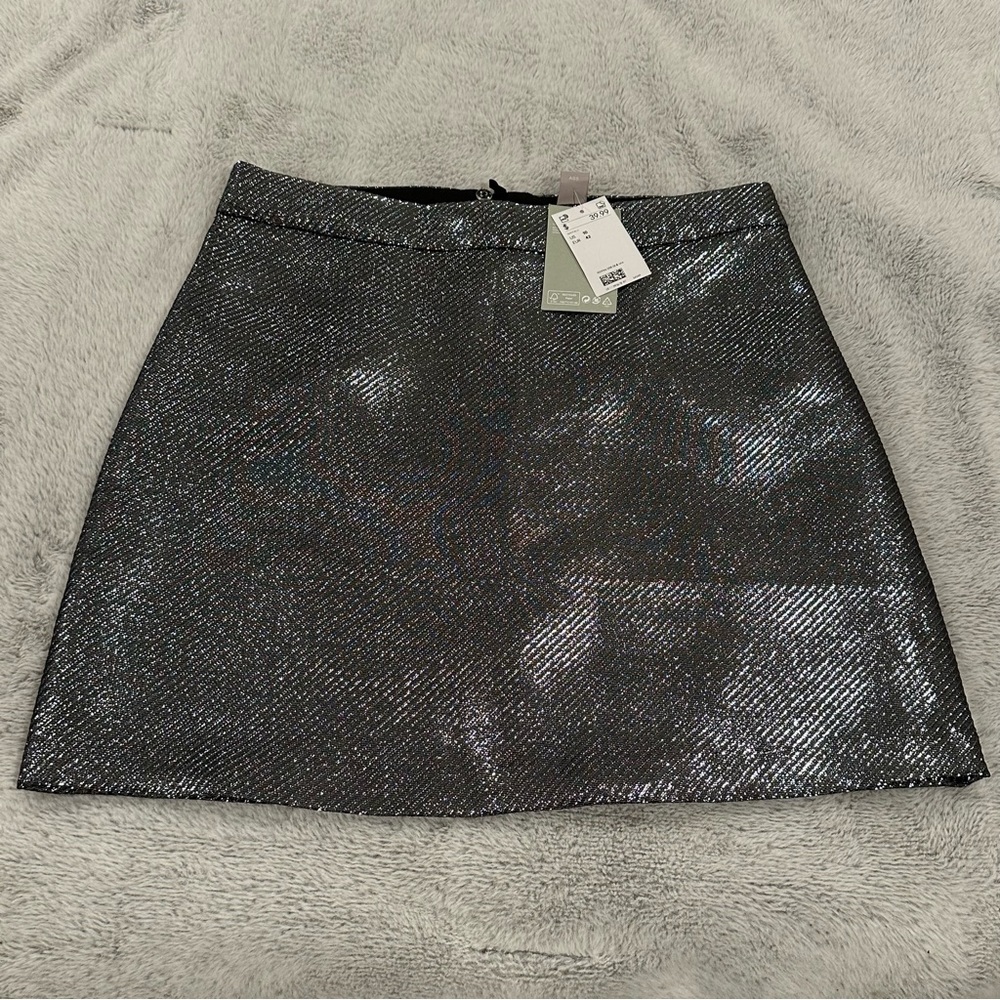 H&M Womens A-Line Skirt Size 10 H&M Brand Metallic Silver NWT